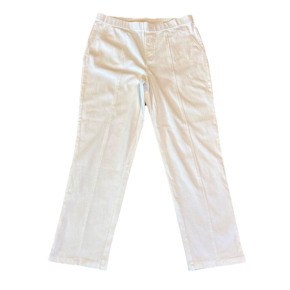 Isaac Mizrahi Live! Tall Pull On Knit Denim Straight Leg Jeans-white -16T NEW